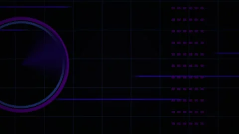 Abstract Digital HUD Interface with Rotating Circular Elements and Data Str.. Stock Footage 340503870