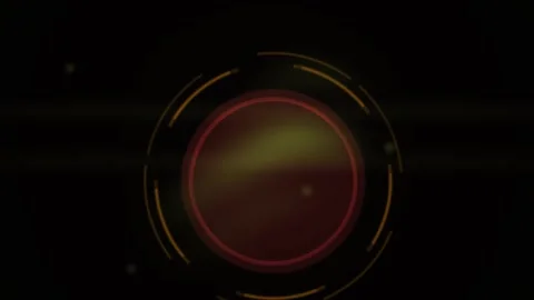 Abstract Digital HUD Interface with Rotating Circular Elements and Glowing .. Stock Footage 340503953