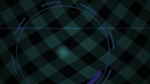 Abstract Digital HUD Interface with Rotating Circular Elements and Dark Geo.. Stock Footage 340503977