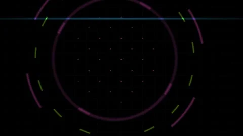 Abstract Digital HUD Interface with Rotating Circular Elements and Pulsing .. Stock Footage 340503987