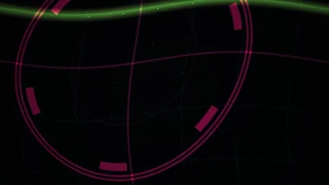 Abstract Digital HUD Interface with Rotating Circular Elements and Glowing .. Stock Footage 340504024