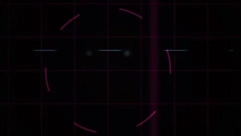 Abstract Digital HUD Interface with Rotating Red Circular Elements and Data.. Stock Footage 340504038