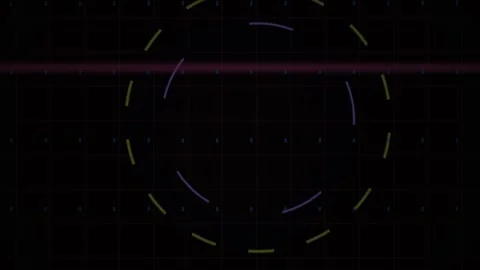Abstract Digital HUD Interface with Rotating Circular Elements and Scanning.. Stock Footage 340504052