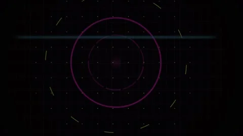 Abstract Digital HUD Interface with Rotating Circular Elements and Pulsing .. Stock Footage 340504057