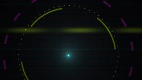 Abstract Digital HUD Interface with Rotating Circular Elements and Light Flar Stock Footage 340504119