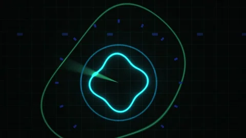 Abstract Digital HUD Interface with Rotating Glowing Geometric Waveform Ani.. Stock Footage 340504406
