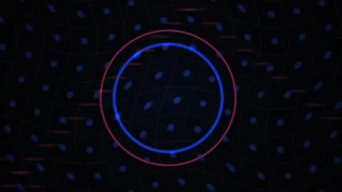 Abstract Digital HUD Interface with Rotating Circular Data Rings and Partic.. Stock Footage 341783412