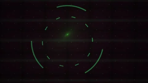 Abstract Digital HUD Interface with Rotating Circular Elements and Glowing .. Stock Footage 341783446