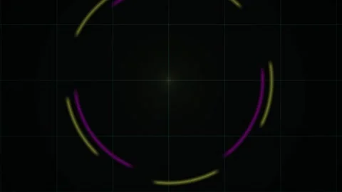 Abstract Digital HUD Interface with Rotating Circular Elements and Glowing .. Stock Footage 341783448