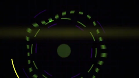 Abstract Digital HUD Interface with Rotating Circular Elements and Glowing .. Video stock 341783459