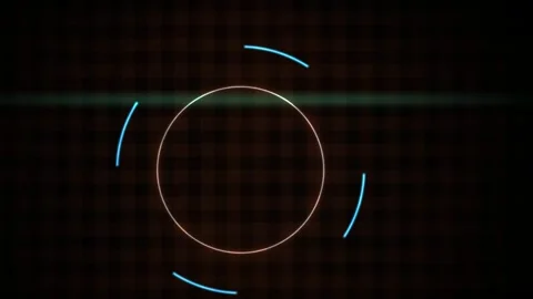 Abstract Digital HUD Interface with Rotating Circular Elements and Scanning.. Stock Footage 341783484
