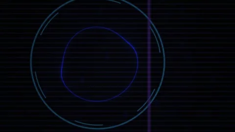 Abstract Digital HUD Interface with Rotating Circular Elements and Data Sca.. Stock Footage 341783492