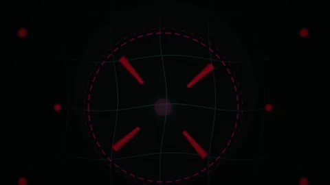 Abstract Digital HUD Interface with Rotating Red Targeting Reticle and Puls.. Stock Footage 341783530