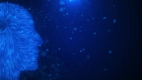 Abstract digital human face. Artificial intelligence concept of big data or Stock Footage 312176017