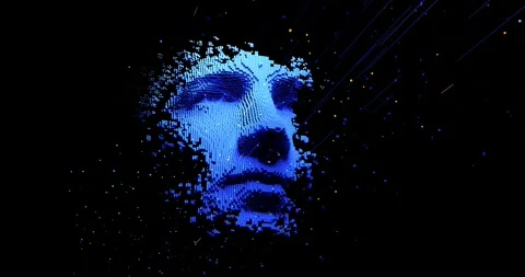 Abstract digital human face. Stock Footage 132891706