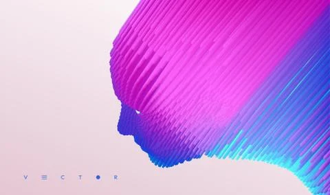 Abstract digital human face. Glitch technique portrait. Conceptual vector ill Stock Illustration