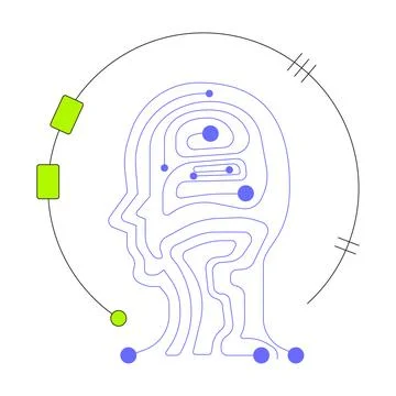 Abstract digital human head circuit 2D onboarding ui illustration Stock Illustration