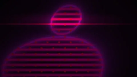 Abstract Digital Human Silhouette with Glitch Effect and Neon Scan Lines. Stock Footage 341803199