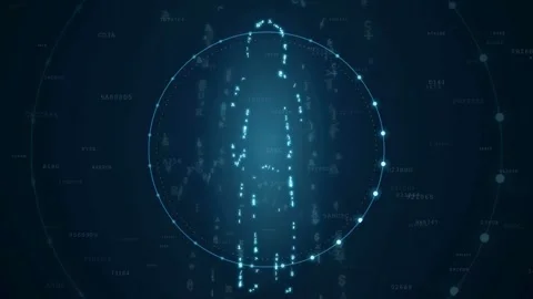 Abstract Digital Human Silhouette with Glowing Data Particles and Futuristic Stock Footage 341830430