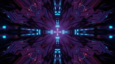 Abstract digital illustration background with a blue radiating cross pattern 库存插图