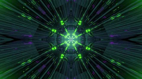 Abstract digital illustration background with a green radiating pattern Stock Illustration
