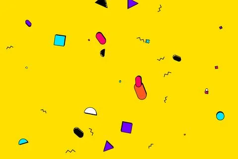 Abstract Digital Illustration Featuring Geometric Shapes on a Yellow Backgrou Stock Illustration