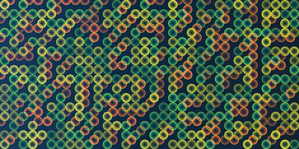 Abstract Digital Illustration Featuring a Pattern of Glowing Green, Yellow .. Stock Illustration