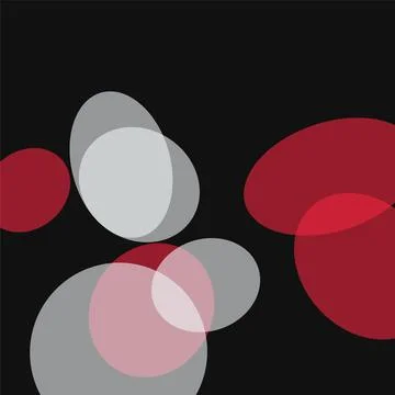 Abstract digital illustration with overlapping red and grey circles on blac.. 스톡 일러스트