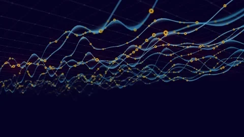 Abstract digital infographic data from wavy lines stream. Animation analyzi.. Video stock 330041868