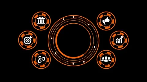 Abstract digital infographic HUD elements arranged around center. 库存影片 337601616