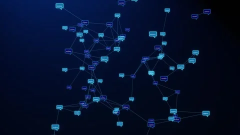 Abstract digital interaction of users, blue polygon, plexus, network, speech Stock Footage 316311694