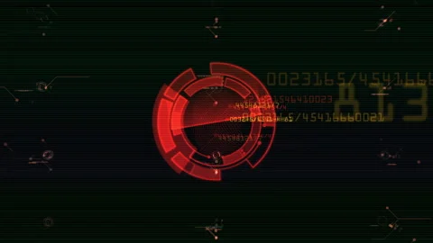 Abstract Digital Interface with Futuristic Circular Data Visualization Stock Footage 305771452