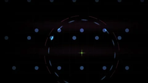 Abstract Digital Interface with Glowing Blue Circular Data Nodes and Scanni.. Video stock 341783600