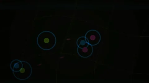 Abstract Digital Interface with Glowing Circular Elements and Data Nodes. Stock Footage 340504296