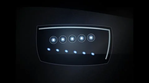 Abstract digital interface with glowing circular lights and moving scan lin.. Stock Footage 346716018