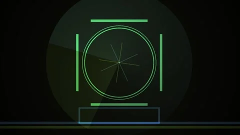 Abstract digital interface with glowing green circular elements and scannin.. Stock Footage 334448115