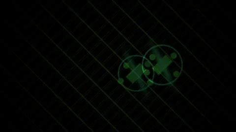 Abstract Digital Interface with Glowing Green Circular Data Nodes and Grid .. Stock Footage 341783646