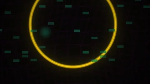 Abstract Digital Interface with Glowing Yellow Ring and Floating Data Parti.. Stock Footage 341783637
