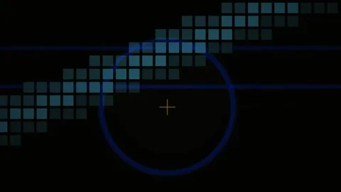 Abstract Digital Interface with Moving Geometric Grid and Circular Target O.. Stock Footage 340504372