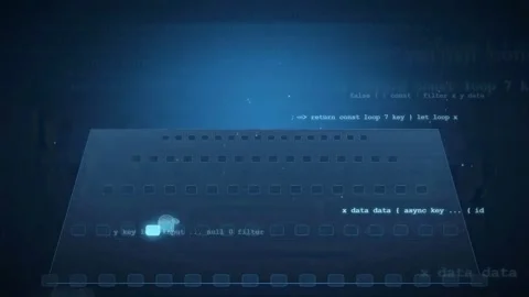 Abstract Digital Interface with Scrolling Computer Code and Data Processing on Stock Footage 341830976