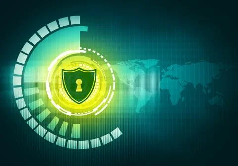 Abstract digital interface with shield icon Stock Illustration