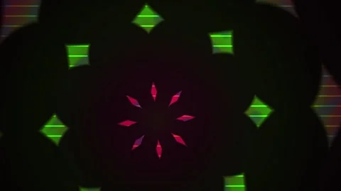 Abstract Digital Kaleidoscope Pattern with Pulsing Neon Geometric Shapes an.. Stock Footage 340504567