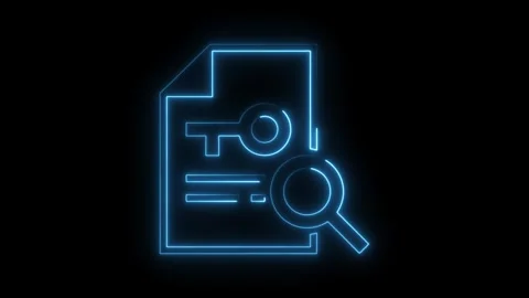 Abstract digital key search with neon glow on file document security concep.. Stock Footage 308285676