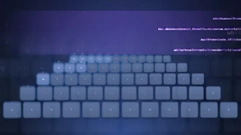 Abstract Digital Keyboard with Floating Code and Data Streams in Blue Cyber 스톡 동영상 341834549