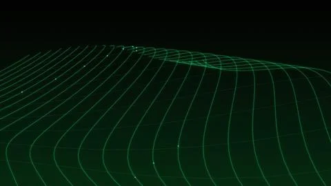 Abstract digital landscape background featuring glowing green wireframe cur.. 스톡 일러스트