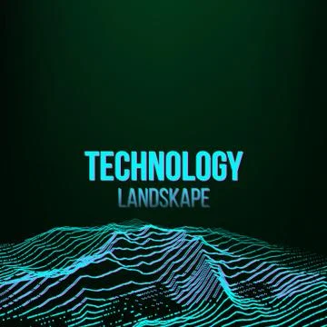 Abstract Digital Landscape Background Vector. Signal Noise. Big Data. Technology Illustrazione stock