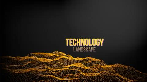 Abstract Digital Landscape Background Vector. Emitting In Space. Vibration Wave Stock Illustration