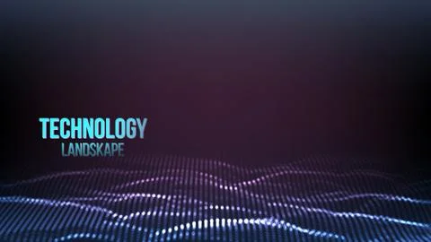 Abstract Digital Landscape Background Vector. Emitting In Space. Vibration Wave Stock Illustration