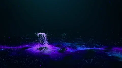 Abstract digital landscape with blue particles on a black background. Stock Footage 165992728