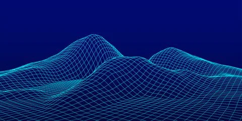 Abstract digital landscape. Cyberspace grid. Data Array. Stock Illustration
